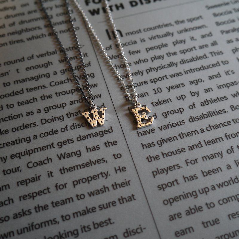 [Industrial Style] Letter-shaped necklace with 26 letters to choose from - สร้อยคอ - เงินแท้ สีเงิน