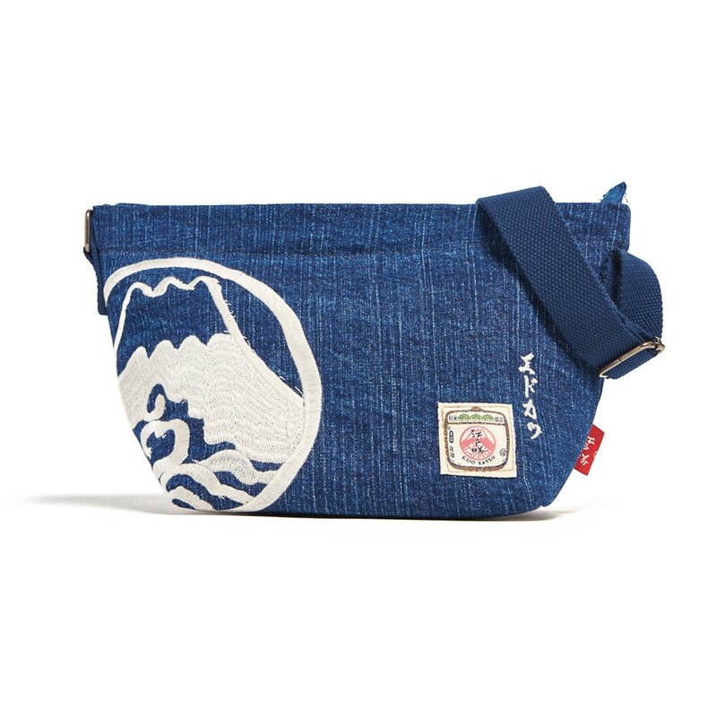 江戶勝 日系 中性 經典斜背小包(石洗綠) #小包#包包 - 側背包/斜背包 - 棉．麻 藍色