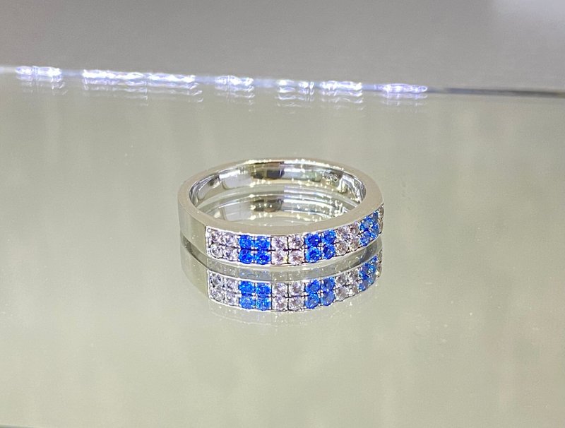 Simple and simple/personalized two-color diamond ring - แหวนทั่วไป - เงิน สีเงิน