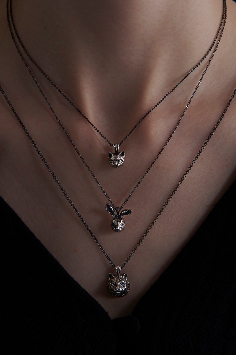 Felidae .925 Silver necklace - สร้อยคอ - เงินแท้ สีดำ