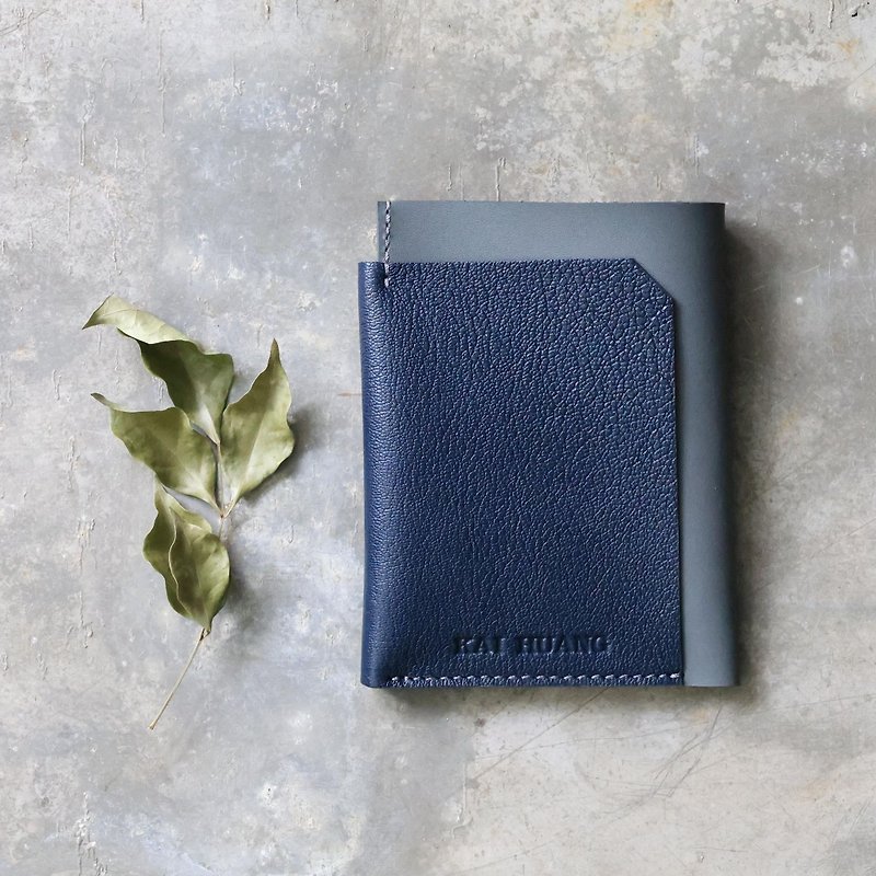 Passport case/passport holder midnight blue/grey - ที่เก็บพาสปอร์ต - หนังแท้ สีน้ำเงิน