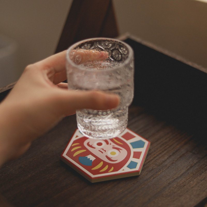 [Diatomite Absorbent Coaster] Hexagonal Tiles Series/ Dharma - ที่รองแก้ว - เครื่องลายคราม สีแดง