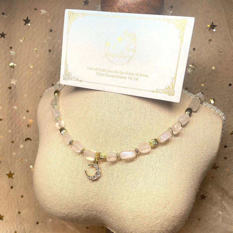 moon Stone necklace - สร้อยคอ - คริสตัล หลากหลายสี