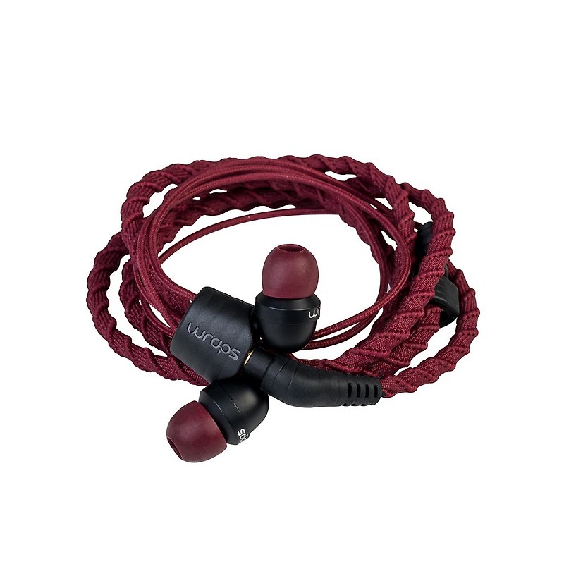 British Wraps [Classic] classic braided bracelet headset burgundy - Headphones & Earbuds - Polyester Red