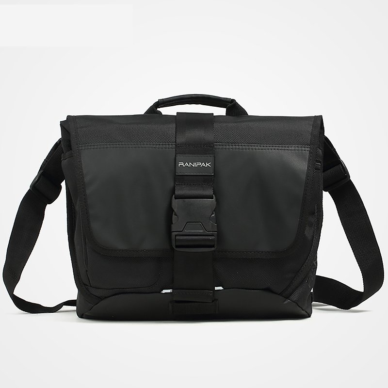 【Free Shipping】YUMC Nylon Business Men's Briefcase Horizontal Casual Men's Messenger Bag - กระเป๋าแมสเซนเจอร์ - วัสดุอื่นๆ สีดำ