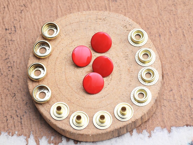 [Big Jumping Bean Series—15mm Snap Button Snap Button|Red ROSSO (4 sets)] Handmade Leather Personalized Leather DIY Leather Tool Snap Button Sewing Button Button Tool - Leather Goods - Genuine Leather Red