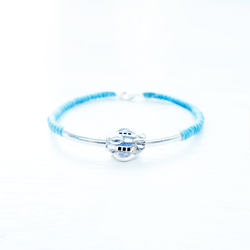 AEROPLANE- Limited Slim Silver Plane Braided Bracelet Anklet - Bracelets - Waterproof Material Blue