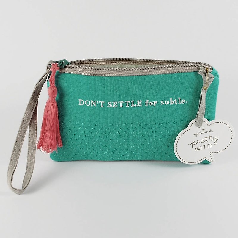 Pretty Witty kind words of wisdom over persistent blue-green small things cosmetic bags - Toiletry Bags & Pouches - Other Materials Green