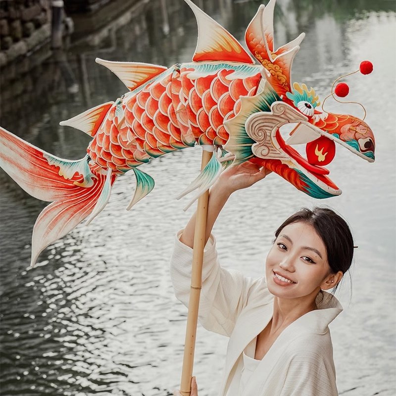 龍年新年禮物 龍魚燈籠 手工竹編生肖花燈 傳統吉祥物 春節舞龍 - 擺飾/家飾品 - 棉．麻 