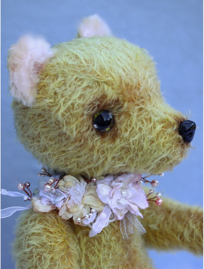 Artistic teddy bear/Collectible teddy bear yellow/large teddy bear/Soft Sculptur - ตุ๊กตา - วัสดุอื่นๆ สีเหลือง