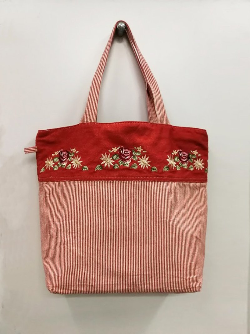 Embroidered canvas large capacity tote bag (only product) AL09-003 - กระเป๋าแมสเซนเจอร์ - ผ้าฝ้าย/ผ้าลินิน 