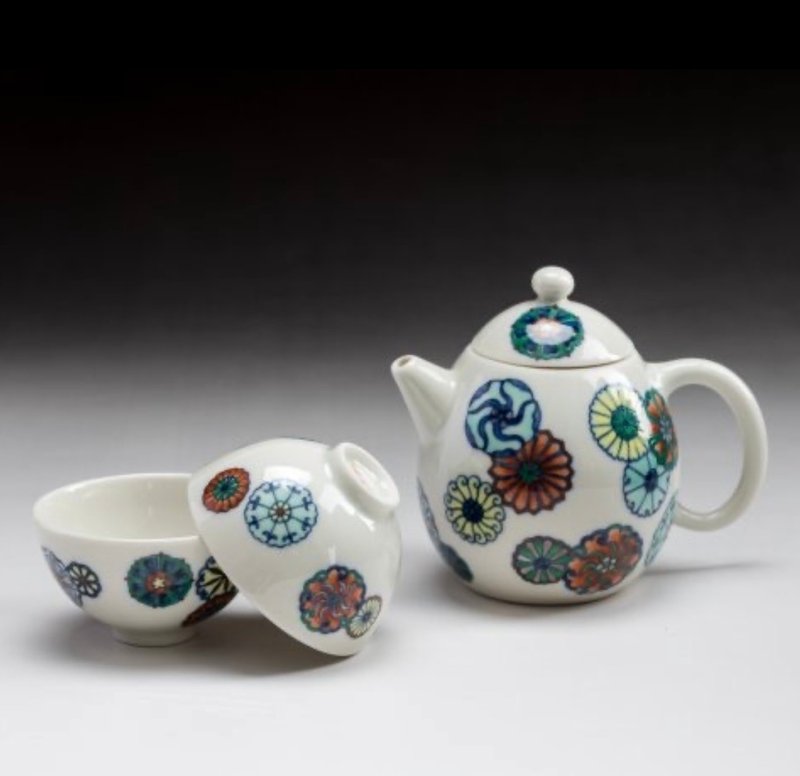 鬥彩皮球花壺組 - 茶壺/茶杯/茶具 - 瓷 透明