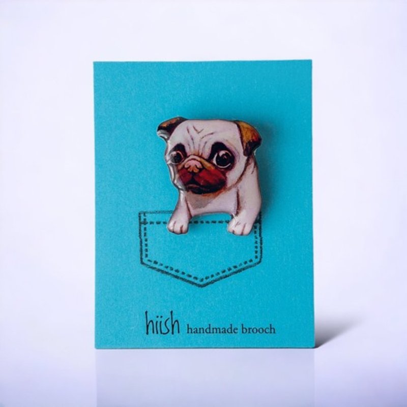 パグのポケットブローチ - 胸針 - 塑膠 