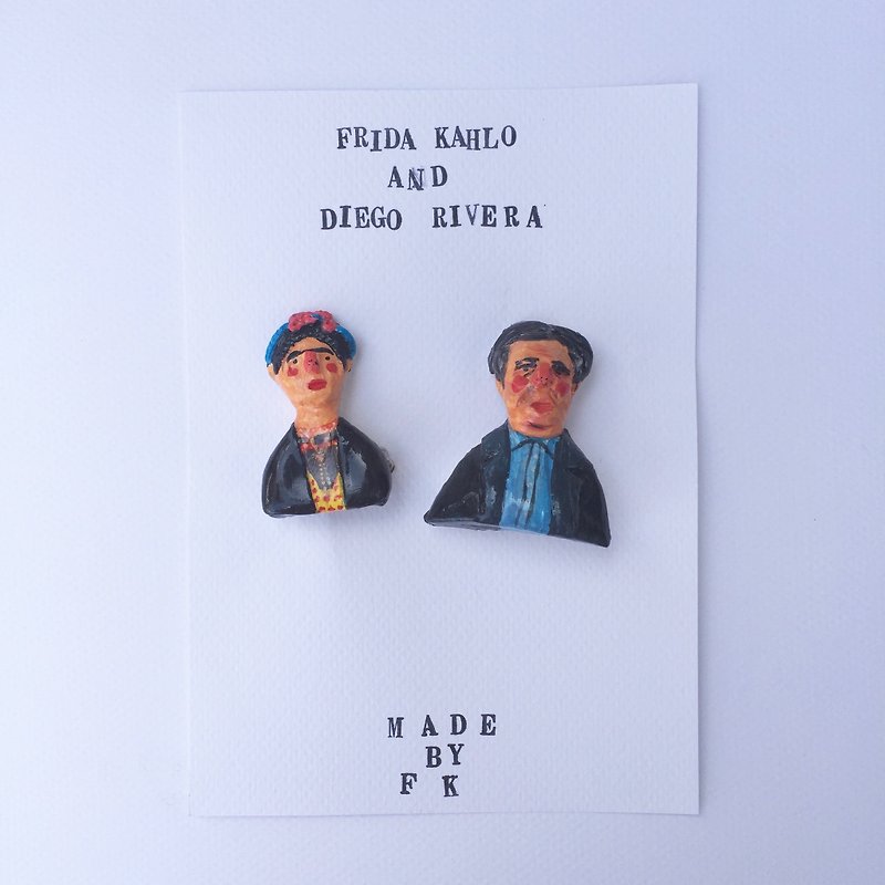 Frida Kahlo & Diego Rivera Brooch - Brooches - Other Materials Multicolor
