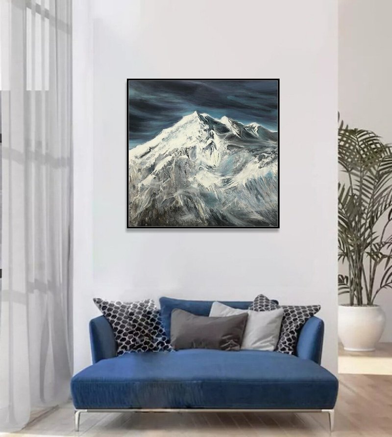 Abstract Everest Mountain Paintings On Canvas Original Everest Mountains Art - 壁貼/牆壁裝飾 - 壓克力 多色