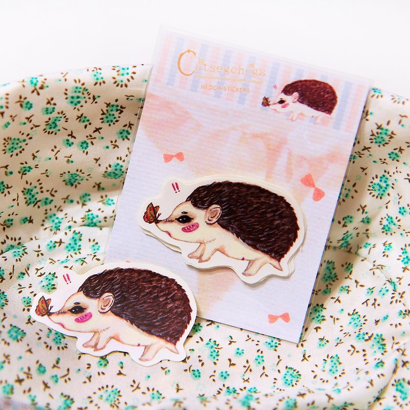＜Hedgie daily vol.01－Little Butterfly ＞ Hedgehogs stickrs - Stickers - Paper Brown