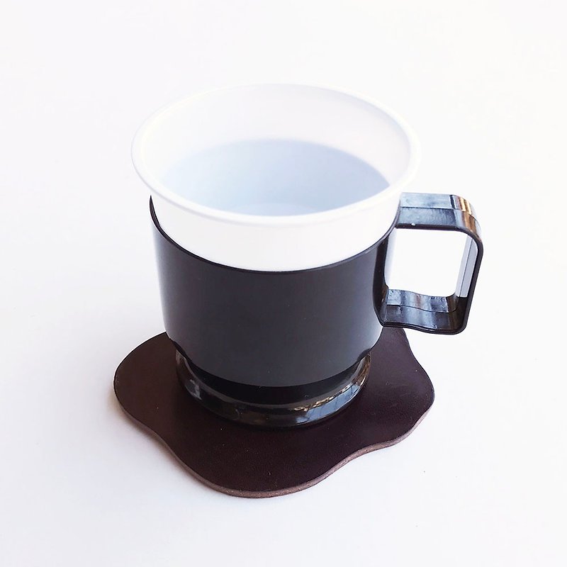 革のコースター　コーヒー - 杯墊 - 真皮 咖啡色