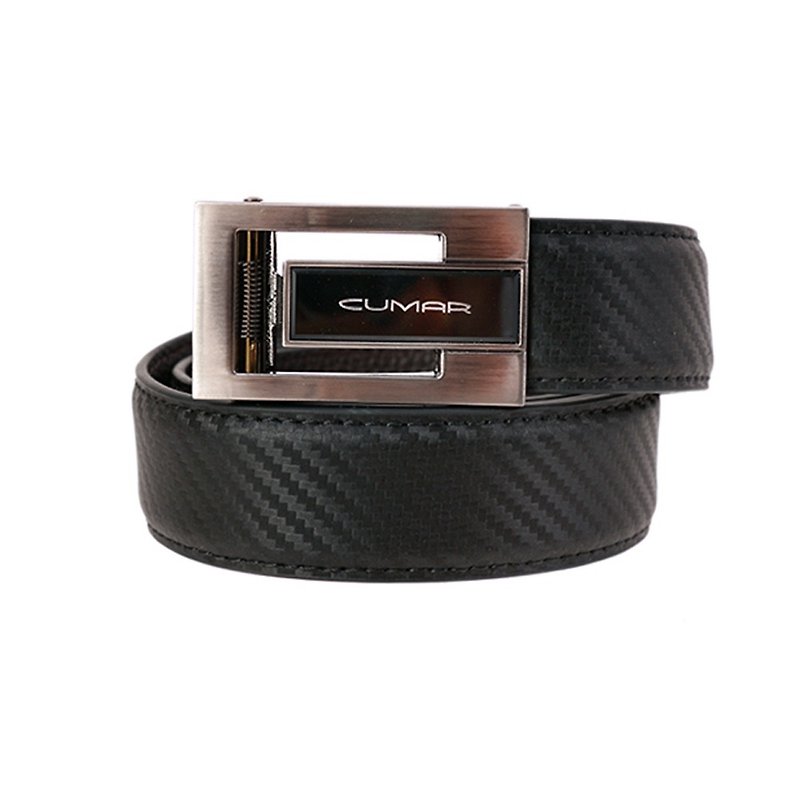 CUMAR CARBON FIBER AUTOMATIC BUCKLE - Belts - Genuine Leather Black