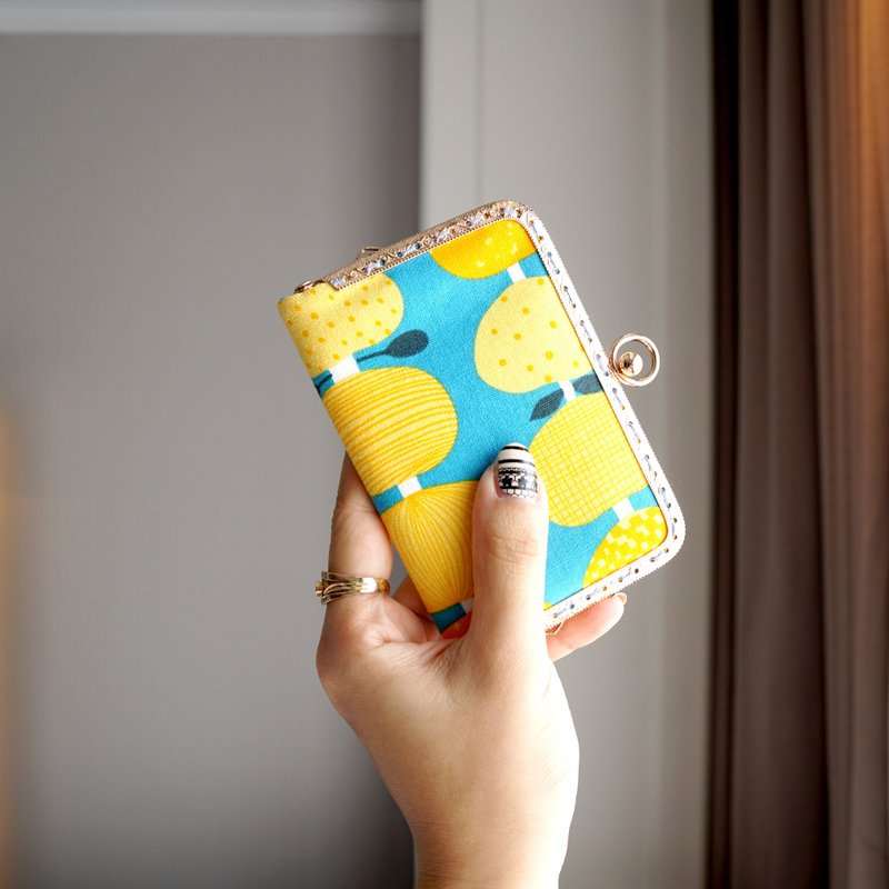 口金票卡夾 / 卡片收納 / 信用卡包 - 橘子 - 零錢包/小錢包 - 棉．麻 黃色