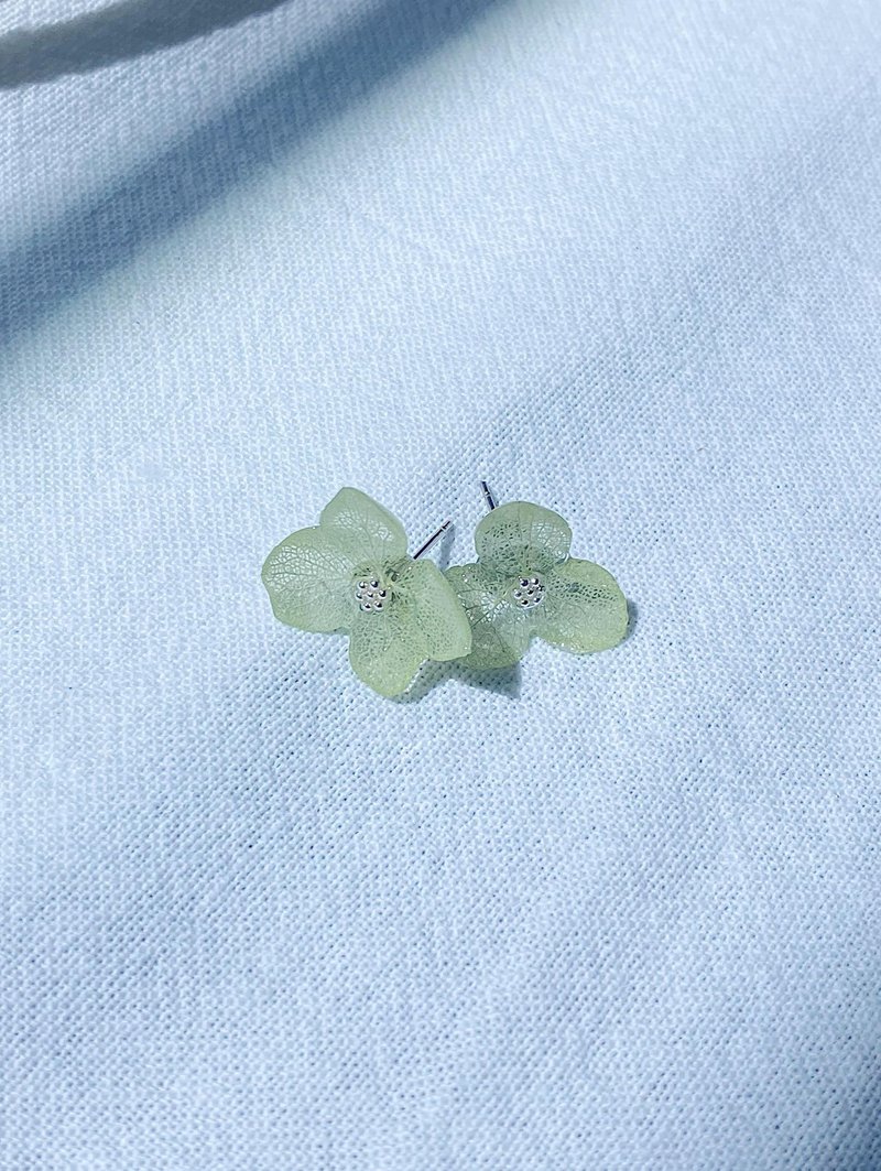 真花耳環-Love Earrings- Ice Green - 耳環/耳夾/耳骨夾 - 植物．花 綠色
