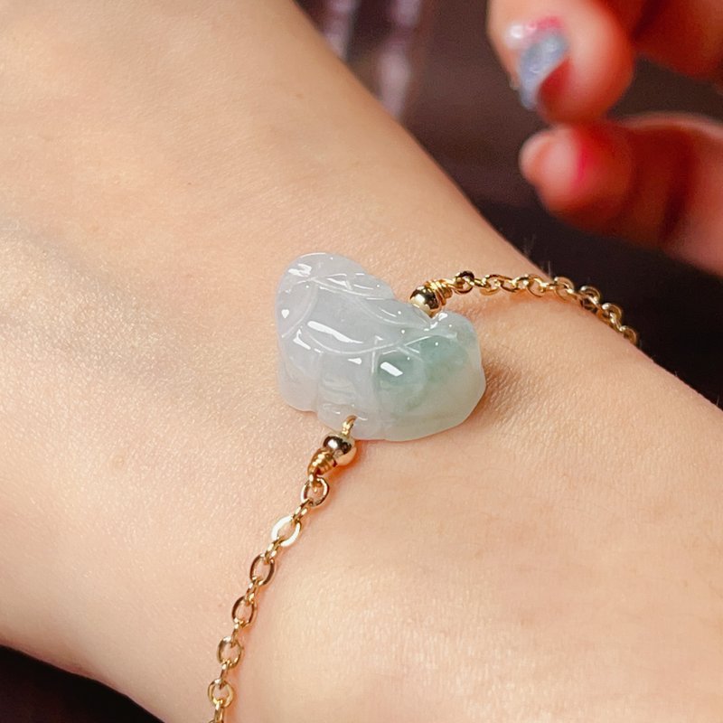 [Lucky Beast] Ice Jadeite Pixiu Bracelet 14K gold-filled | Natural Burmese Jadeite A grade | Gift - สร้อยข้อมือ - หยก สีใส