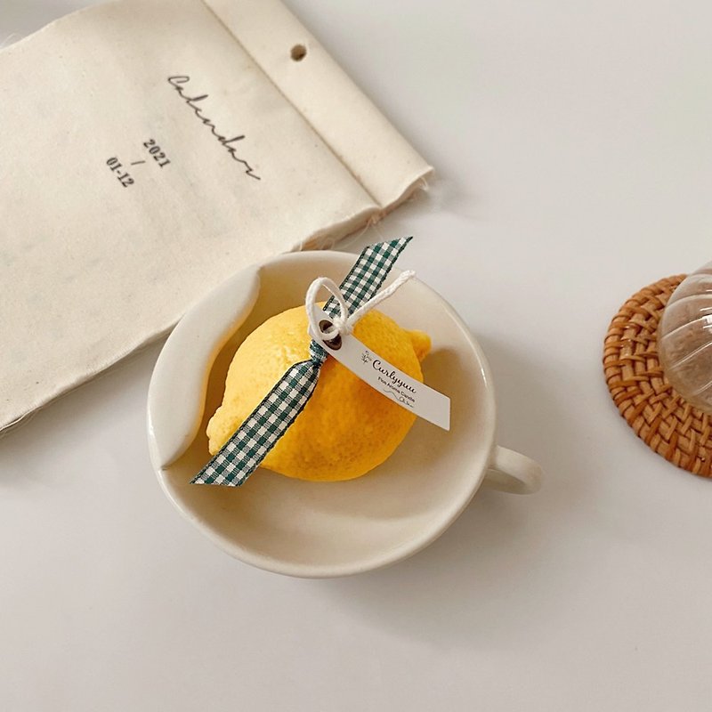 Fruit Lemon Lime Candle | Natural Soy Scented Candle - เทียน/เชิงเทียน - ขี้ผึ้ง สีเหลือง