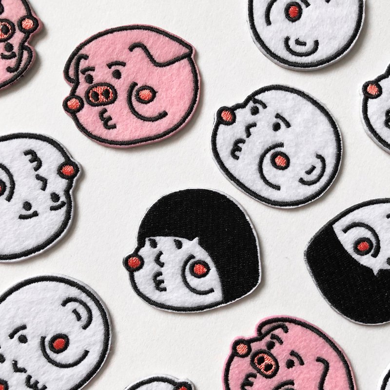 cheeky cheeky thick-faced cute big head embroidered patch patch - Badges & Pins - Thread White