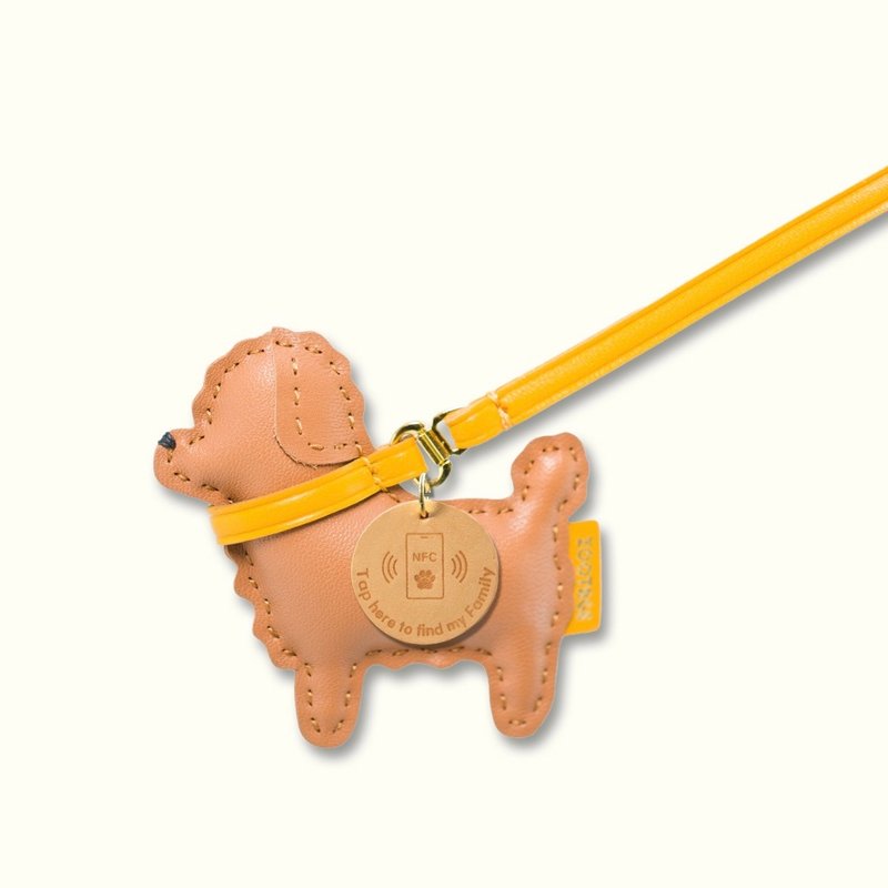 Poodle (Brown) Leather Pendant - Includes NFC - พวงกุญแจ - หนังแท้ สีนำ้ตาล