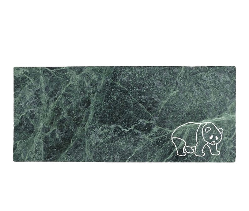 Giant Panda Serpentine Flat Plate | Jointly signed by Taipei Zoo - จานและถาด - หิน สีเขียว