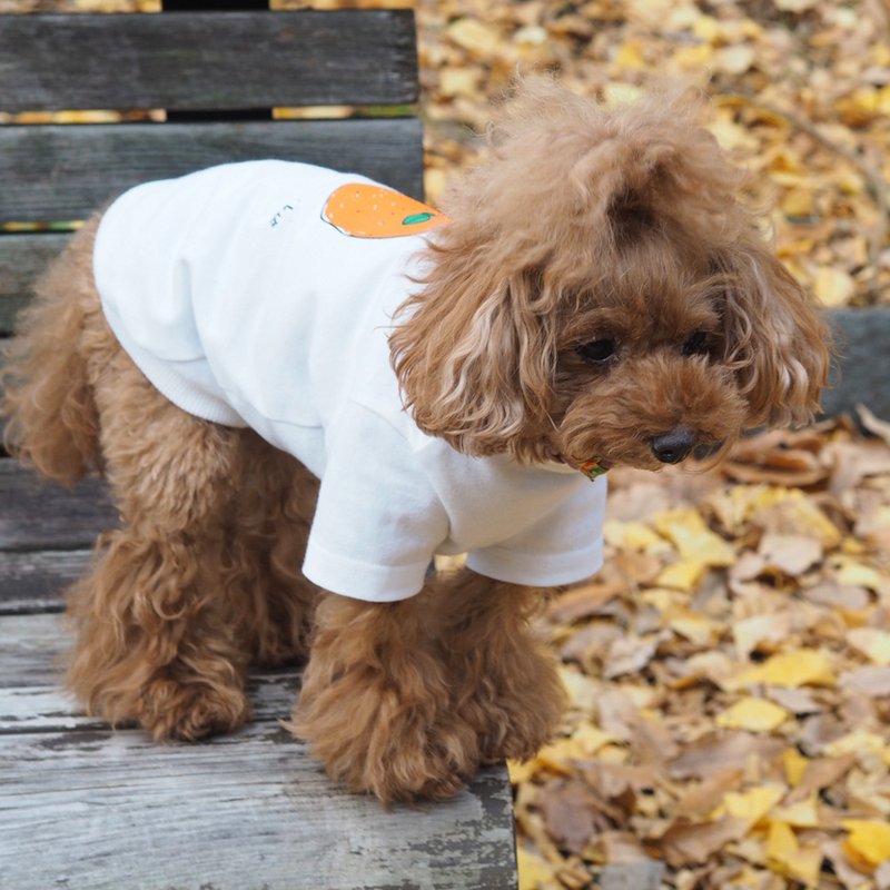 Mikan Dog's T-shirt 橘子 Tangerine - Clothing & Accessories - Cotton & Hemp White