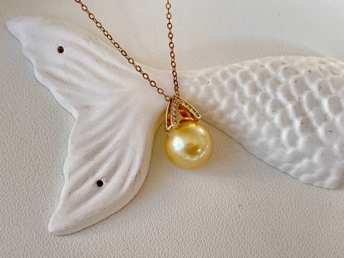 天然海水真珠、南洋ゴールド、シルバーペンダント、無料ネックレス、セットと合わせることができます - ショップ アテナパールデザイン ネックレス -  Pinkoi