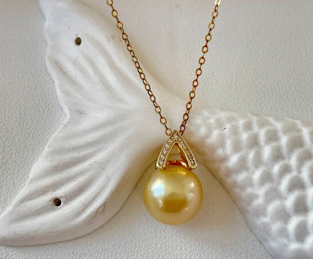天然海水真珠、南洋ゴールド、シルバーペンダント、無料ネックレス、セットと合わせることができます - ショップ アテナパールデザイン ネックレス -  Pinkoi