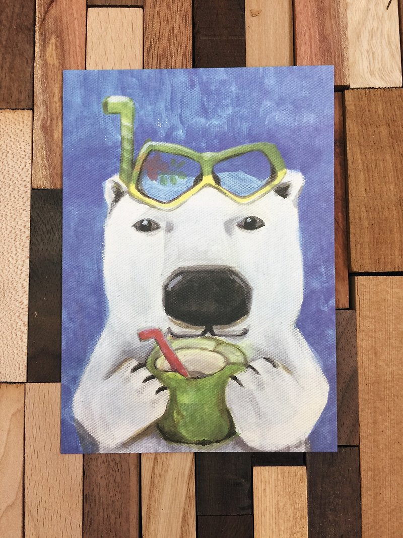 北極熊先生 的渡假日- 動物的日常系列 - 卡片/明信片 - 紙 藍色