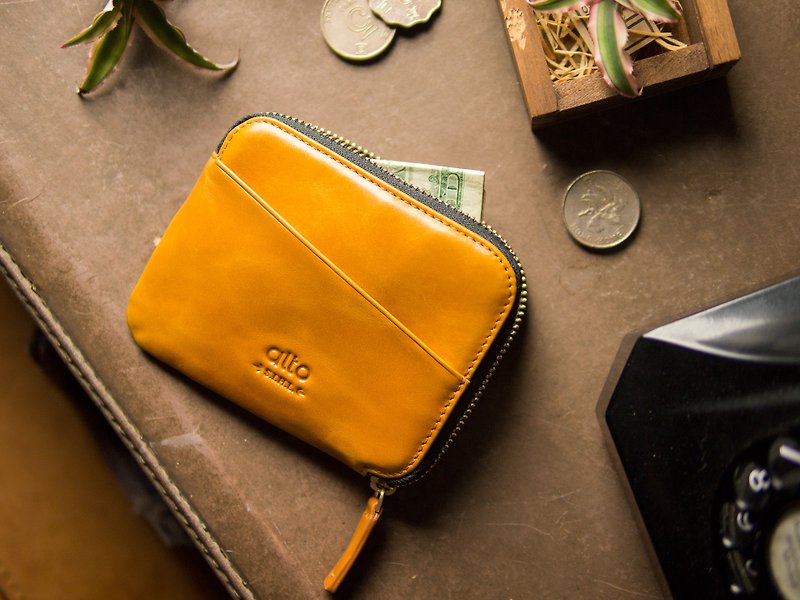 alto Leather Pouch Wallet - Caramel - ที่ห้อยกุญแจ - หนังแท้ สีส้ม