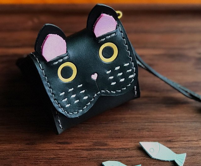 Handcrafted Genuine Leather Black Cat offers Coin Purse