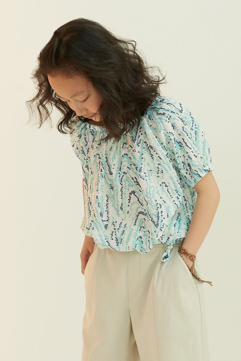 スウィートフルーツパフスリーブトップ（ブルー） - トップス・Tシャツ - コットン・麻 