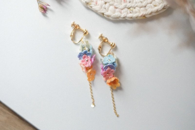 Precious Metals Earrings & Clip-ons Multicolor - Rainbow Flower Crochet Earring