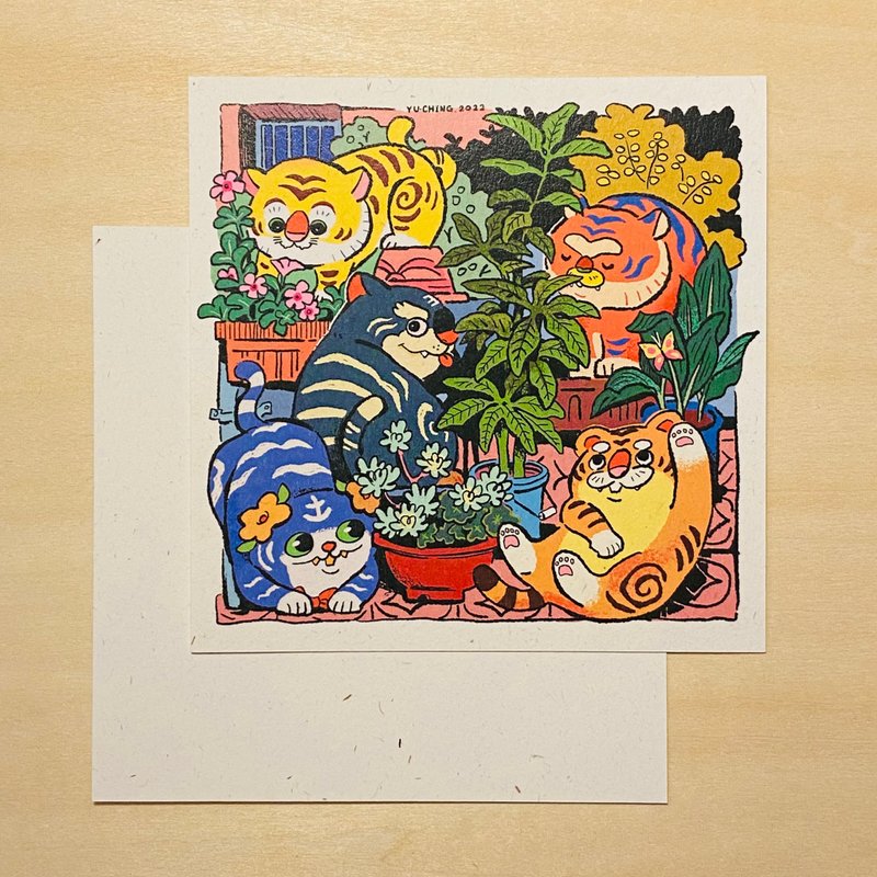 Tiger Man's Rest Time - Thick Paper Cool Card Postcard - การ์ด/โปสการ์ด - กระดาษ 