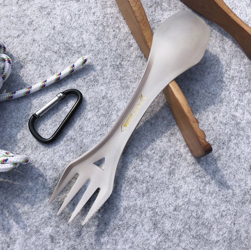 Pure titanium fork and spoon - ชุดเดินป่า - เครื่องประดับ สีเงิน