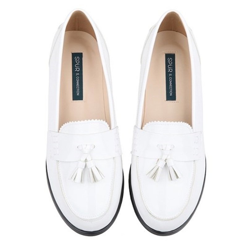 SPUR TASSEL PENNY LOAFER HS8049 WHITE - Women's Oxford Shoes - Faux Leather White