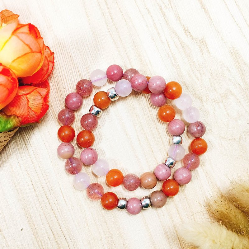 ▶ Beads RIJU ◀ - Natural Ore - Rosemary Series - Rose Heart - Beads (Gift / Exchange Gift / Custom Design / Delivery / Delivery) - Bracelets - Gemstone Pink
