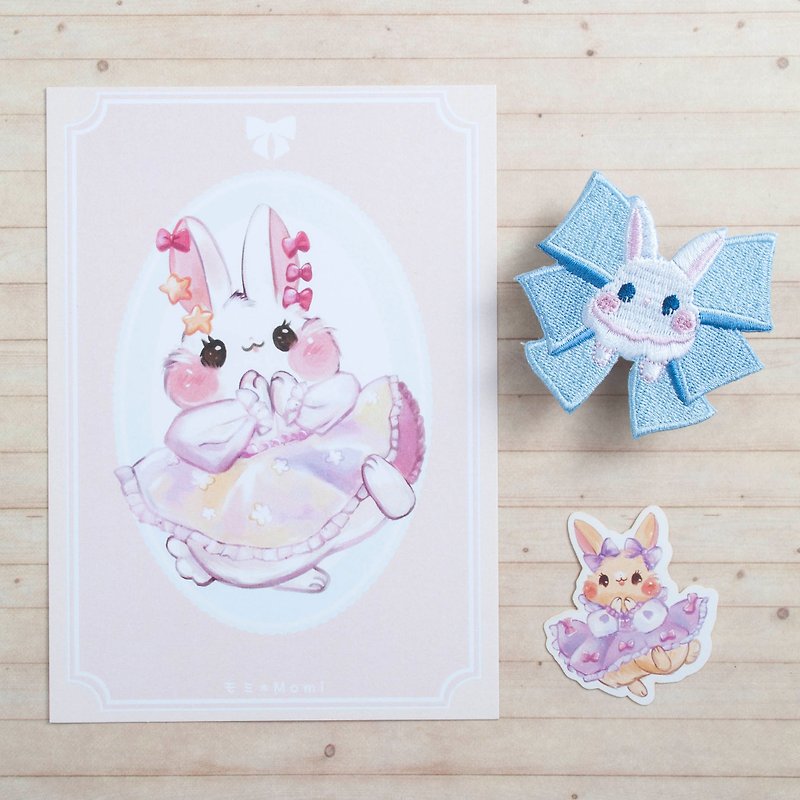 洋裝兔兔明信片*彩色洋裝小白兔 - 卡片/明信片 - 紙 粉紅色