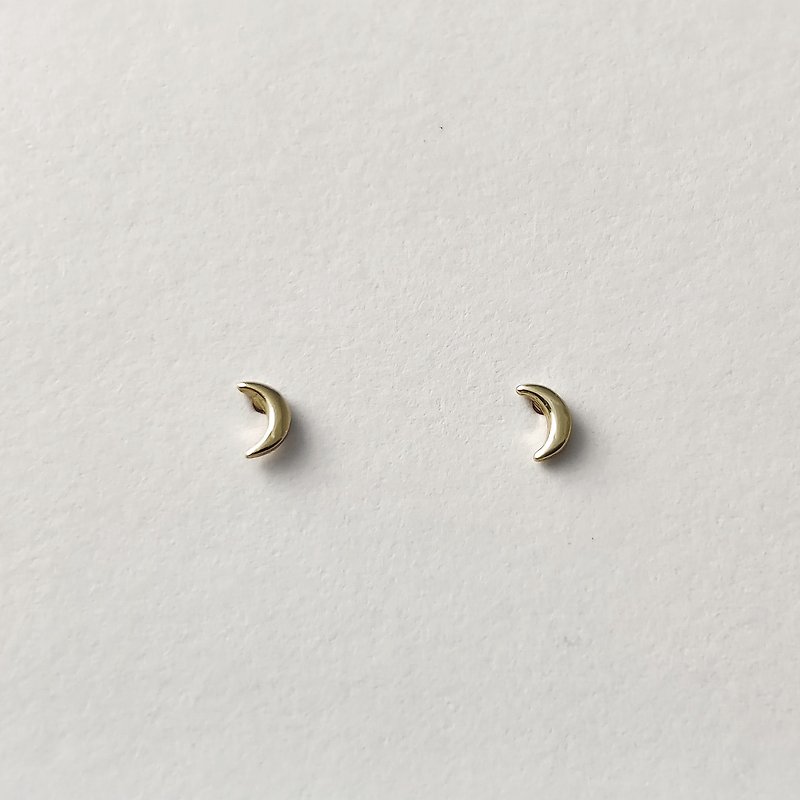 SV925/Gold/Rose Gold Tiny Moon Stud Earrings, Galaxy - ต่างหู - เงินแท้ หลากหลายสี