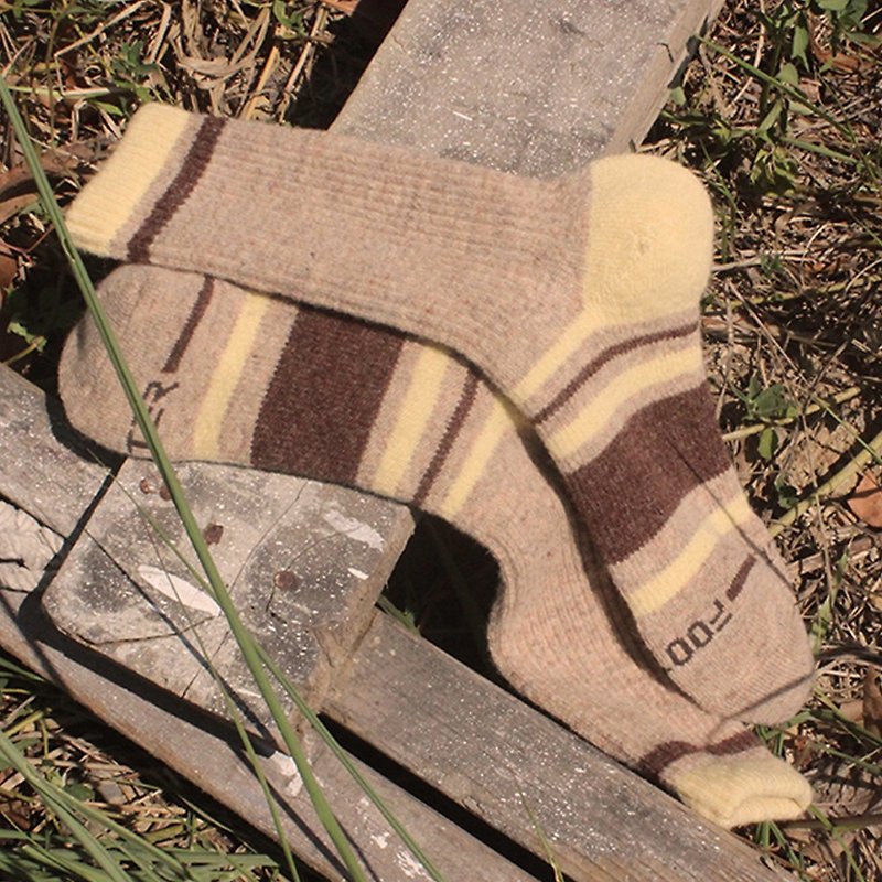 【FOOTER】Wool functional warm hiking socks - rice (men's socks/L, XL) - Socks - Cotton & Hemp Khaki