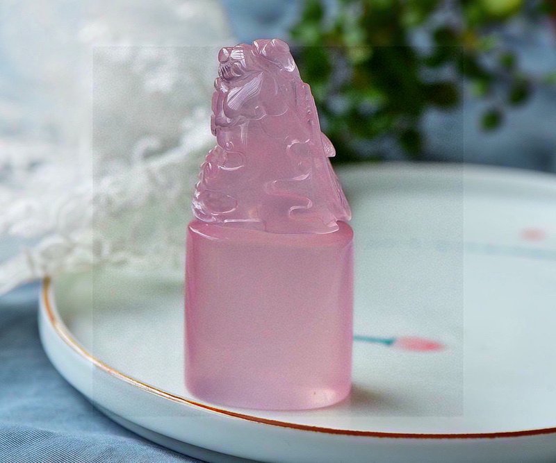 天然莫桑比剋星光粉水晶印章晶體干淨底部可刻字老礦冰透 - 項鍊 - 水晶 