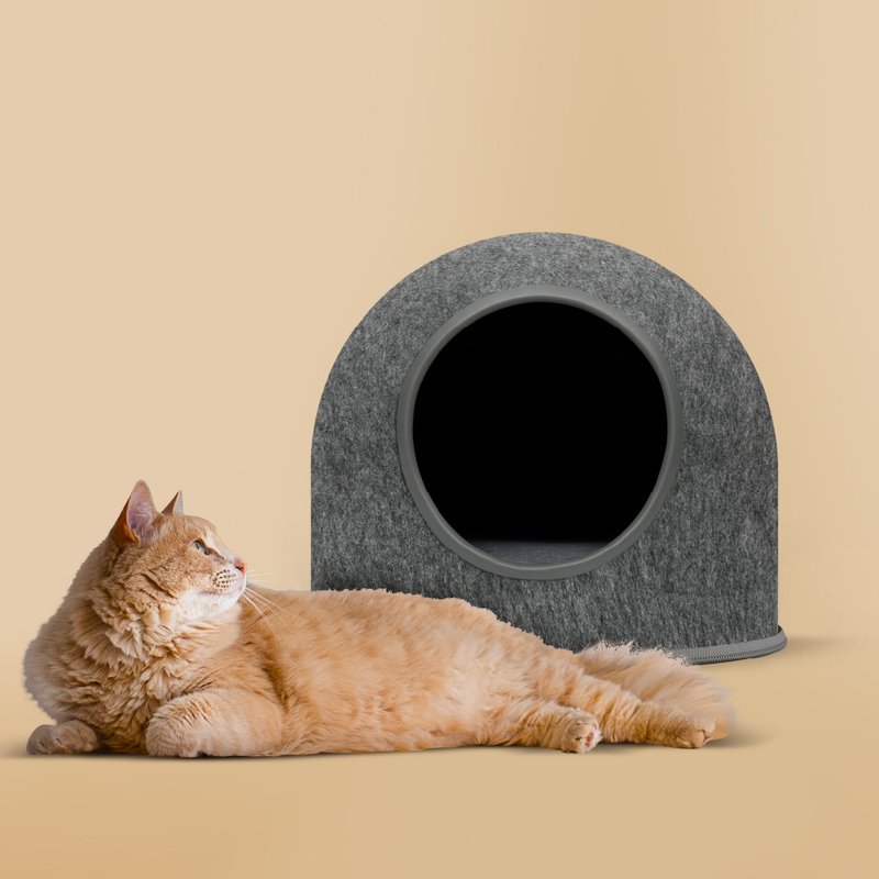貓洞屋【岩深灰】 - 寵物床 - 羊毛 灰色