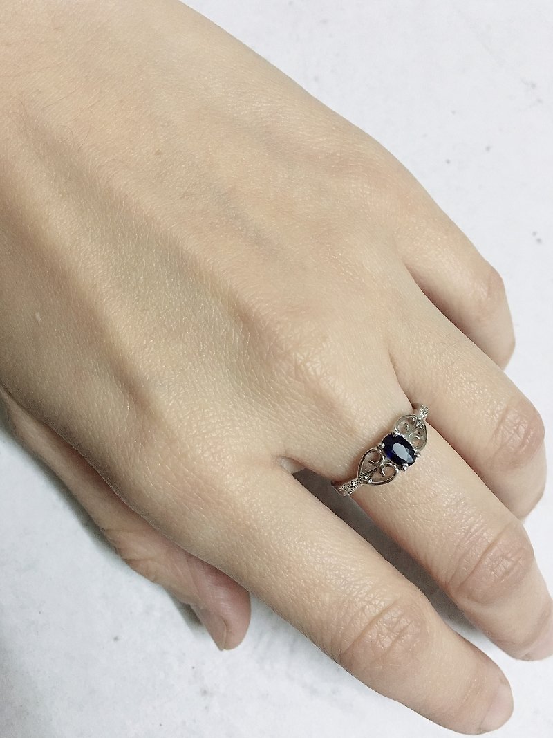 鑲嵌 藍寶石 鋯石 戒指 印度製 手工製 925純銀 - 戒指 - 寶石 