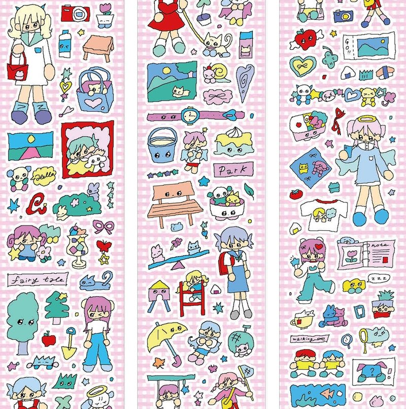 Park Stroll PET Cut Sticker Roll 5m Roll (Kiss Cut) - มาสกิ้งเทป - วัสดุอื่นๆ หลากหลายสี