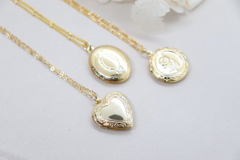 Gold Photo Locket Pendant Necklace Heart Locket Necklace Best Friend Gift for He - 項鍊 - 銅/黃銅 金色