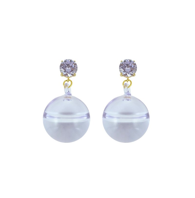 Crystal top short earring - purple - Earrings & Clip-ons - Glass Purple